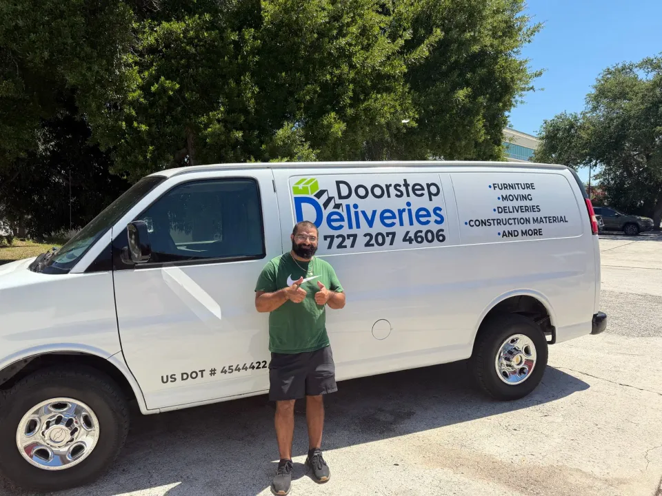 Matthew Caropolo of Doorstep Deliveries with his branded delivery van